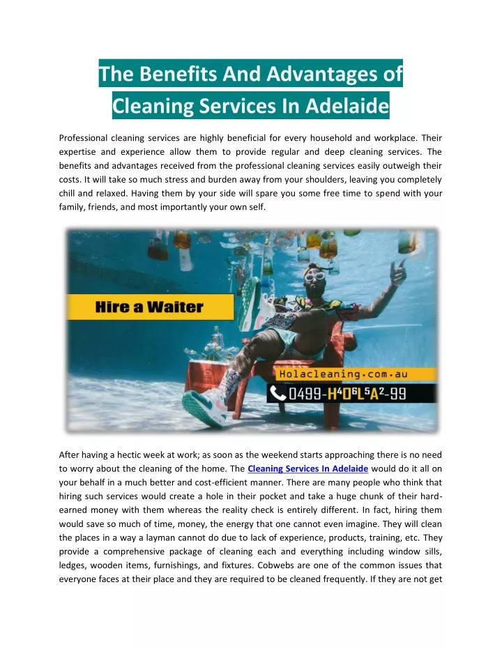 the benefits and advantages of cleaning services
