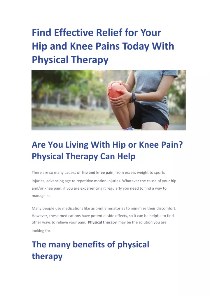 find effective relief for your hip and knee pains