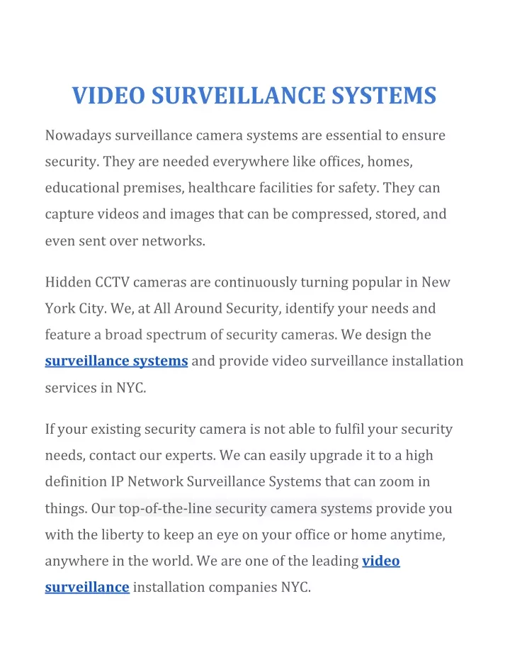 video surveillance systems