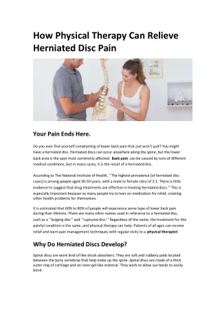 How Physical Therapy Can Relieve Herniated Disc Pain