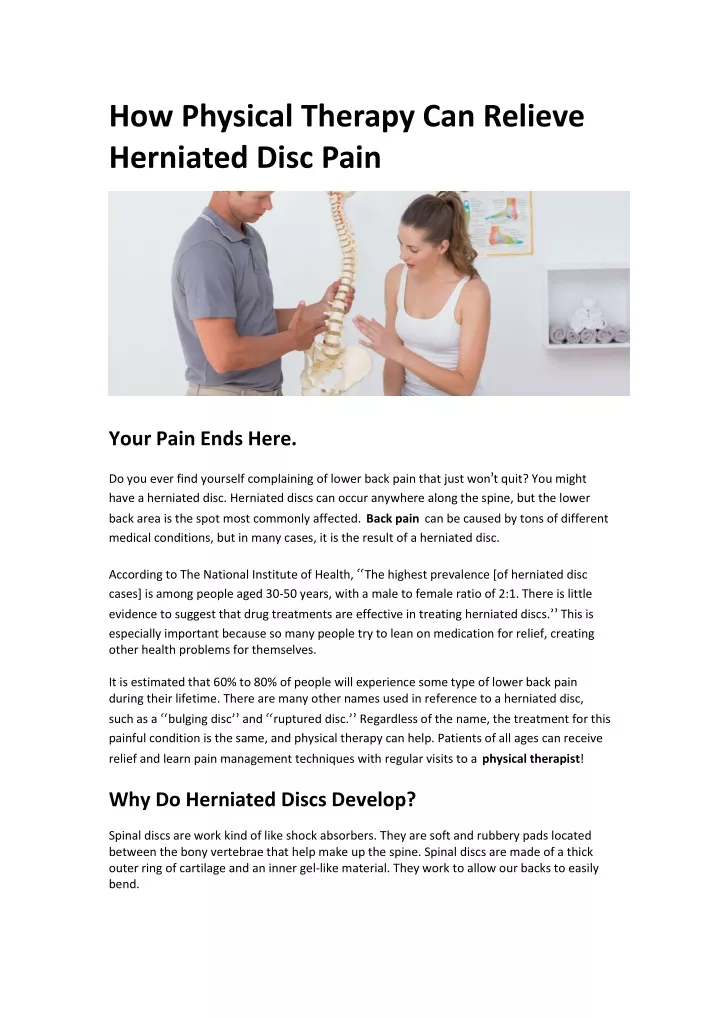 how physical therapy can relieve herniated disc