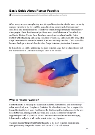Basic Guide About Plantar Fasciitis