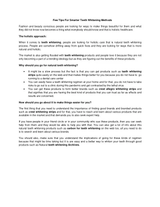 few tips for smarter teeth whitening methods
