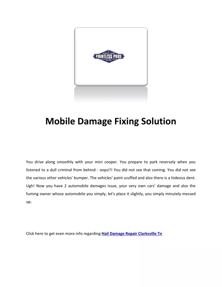 mobile damage fixing solution