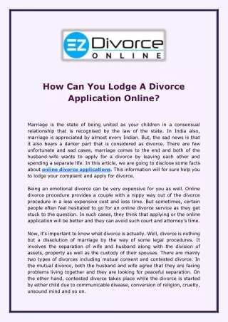 How Can You Lodge A Divorce Application Online?