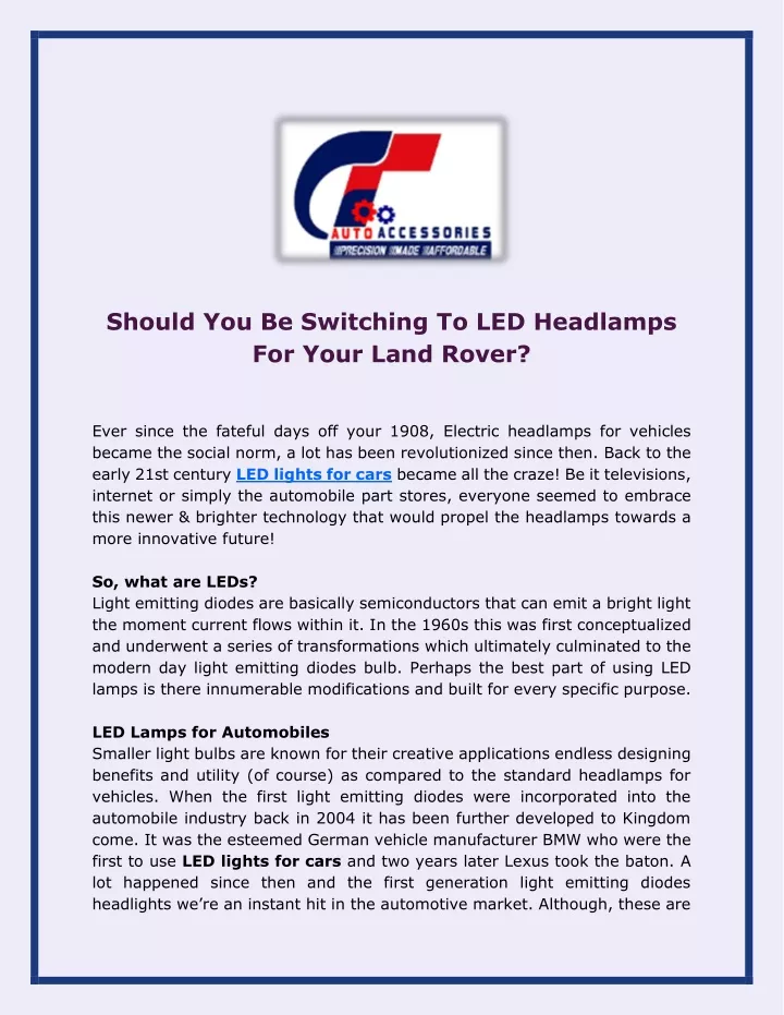 should you be switching to led headlamps for your