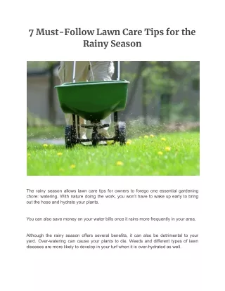 Lawn Care Tips for the Rainy Season