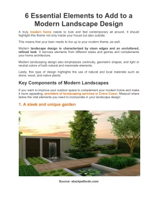 6 Essential Elements For Modern Landscape Design