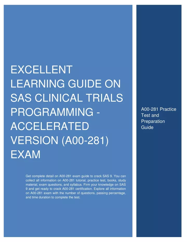 excellent learning guide on sas clinical trials