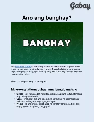 Ano ang banghay? - Gabay