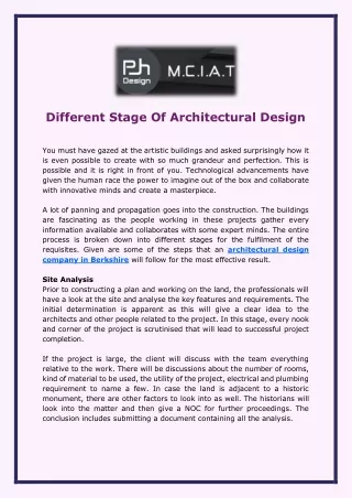 different stage of architectural design