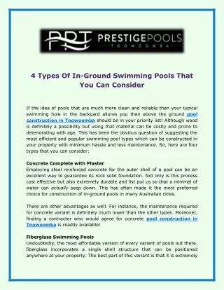 4 types of in ground swimming pools that