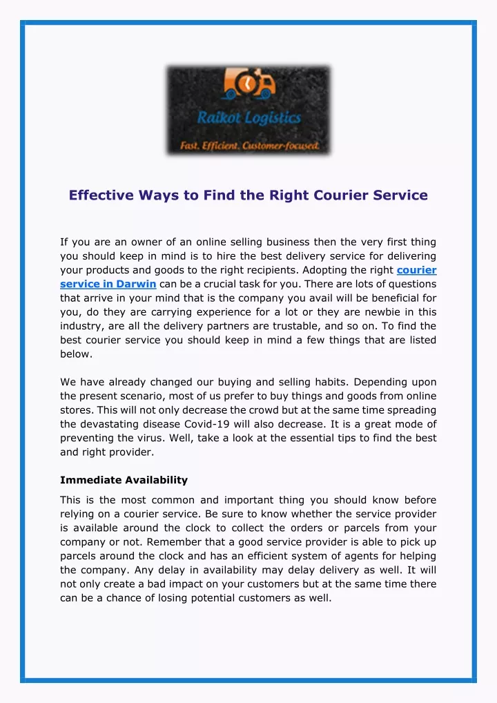 effective ways to find the right courier service