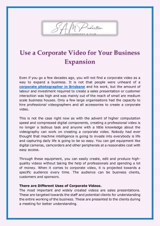 Use a Corporate Video for Your Business Expansion