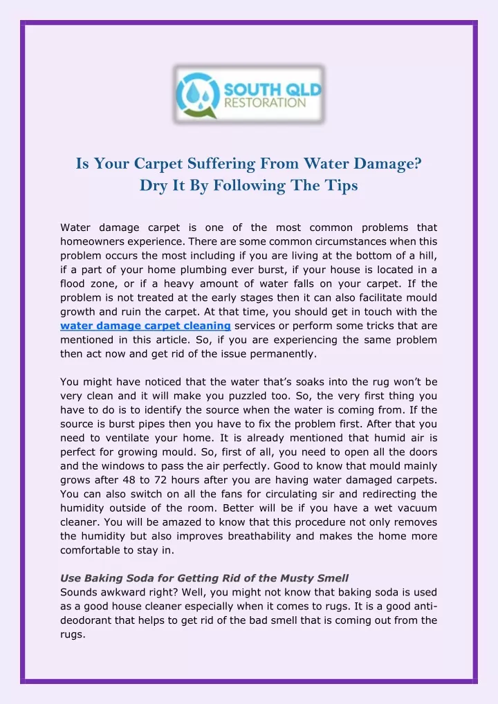is your carpet suffering from water damage