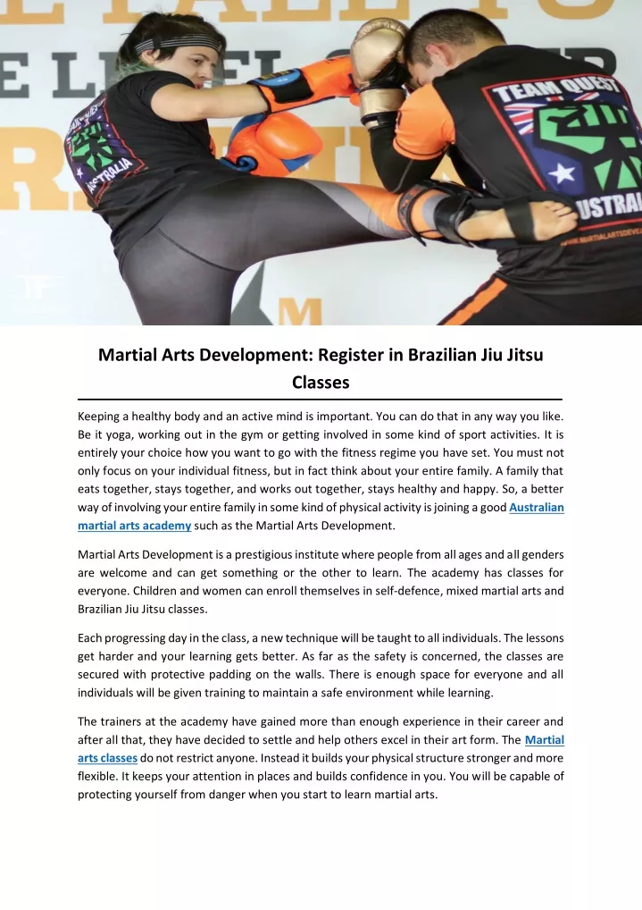 martial arts development register in brazilian