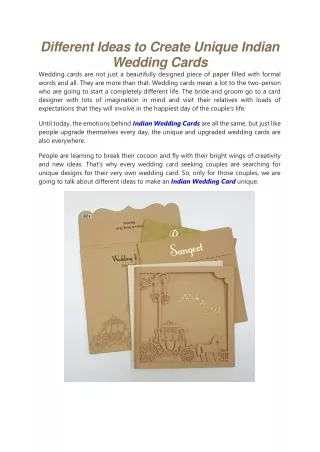 Different Ideas to Create Unique Indian Wedding Cards