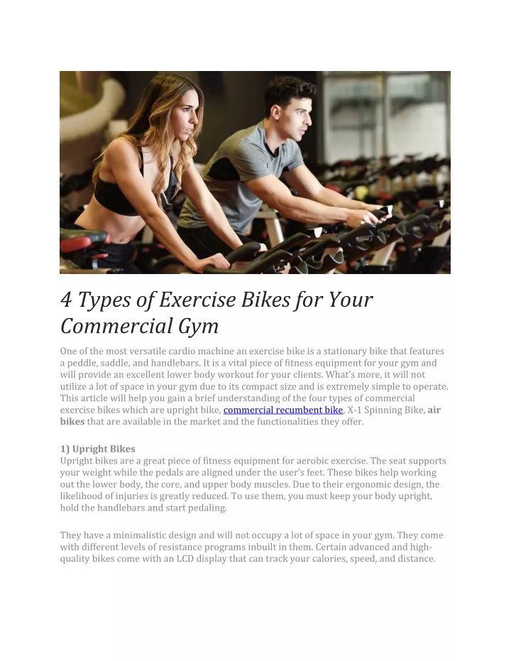 4 types of exercise bikes for your commercial gym