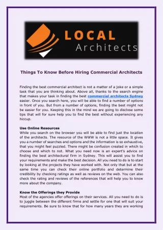 Things To Know Before Hiring Commercial Architects