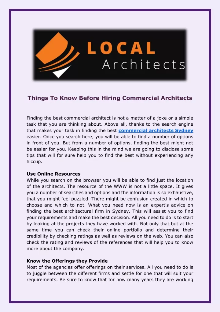 things to know before hiring commercial