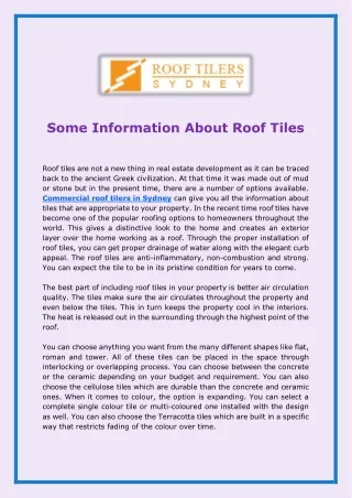 some information about roof tiles