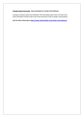 provide candy crush script game developer