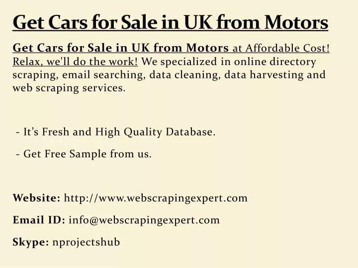 get cars for sale in uk from motors