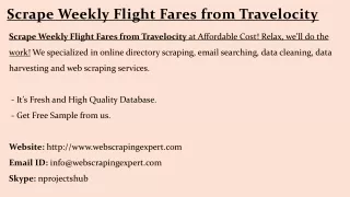 scrape weekly flight fares from travelocity