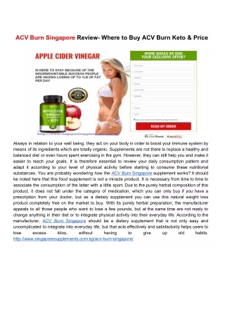 ACV Burn Singapore Review- Where to Buy ACV Burn Keto & Price