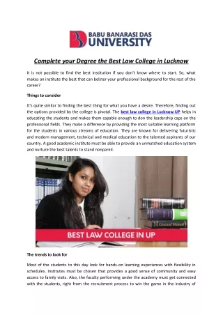 Complete your Degree the Best Law College in Lucknow
