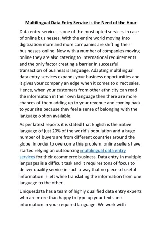 multilingual data entry service is the need