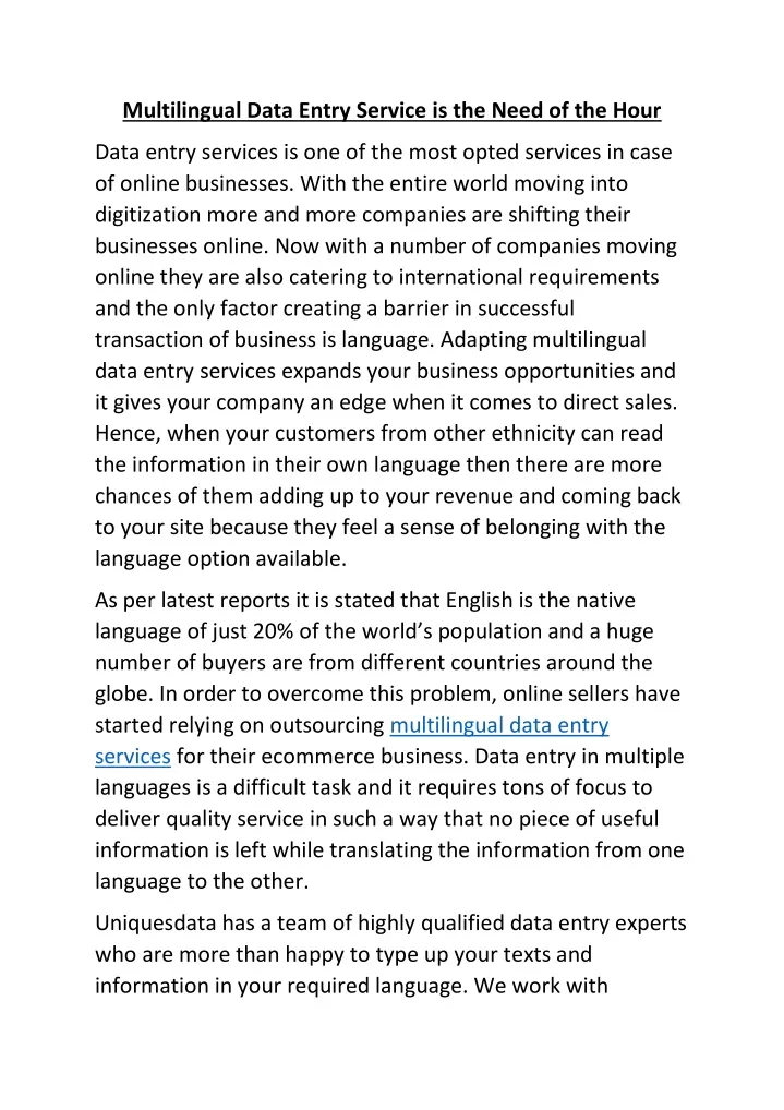 multilingual data entry service is the need