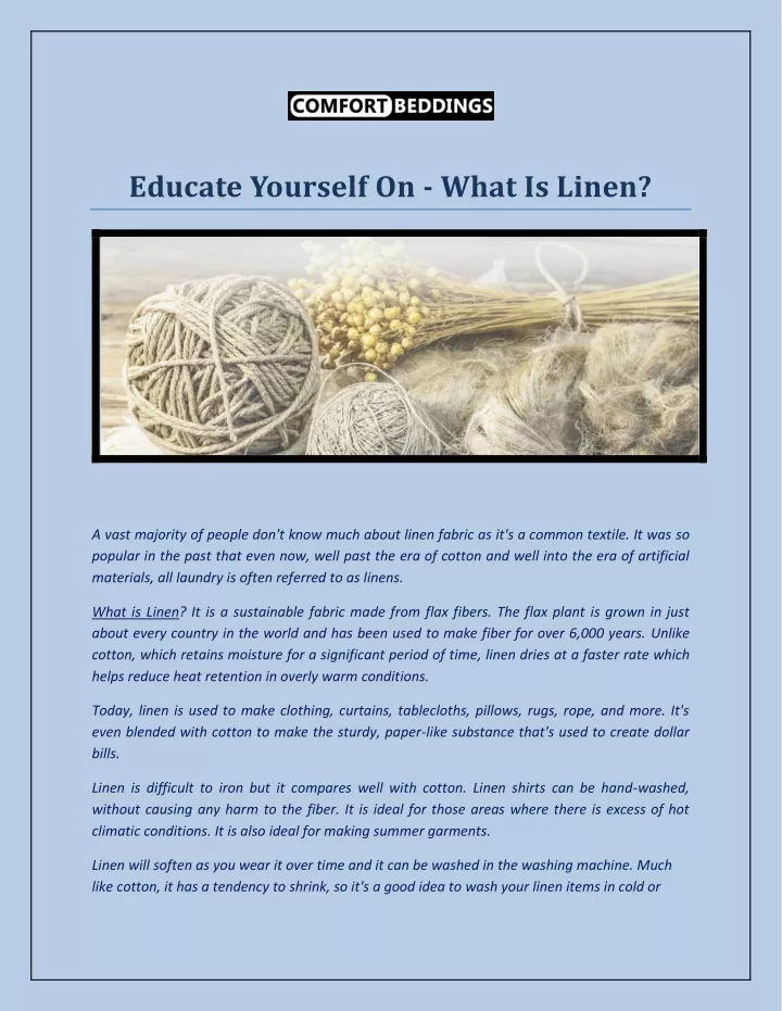 educate yourself on what is linen