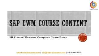 SAP EWM Course Content PPT | SAP EWMS PPT