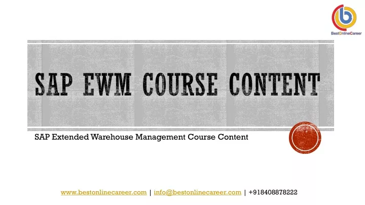 sap ewm course content