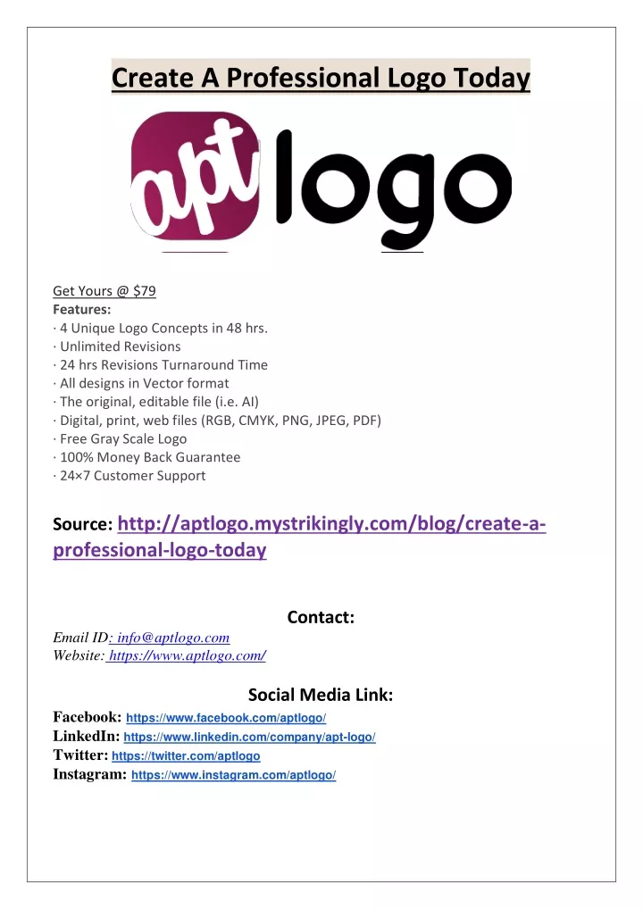 create a professional logo today