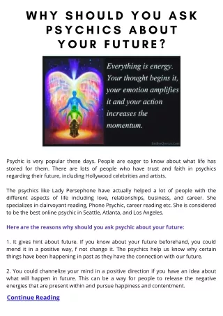 Why should you ask psychics about your future?