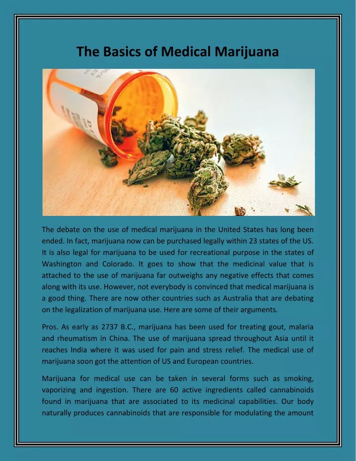 the basics of medical marijuana