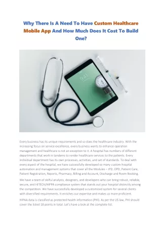 why there is a need to have custom healthcare