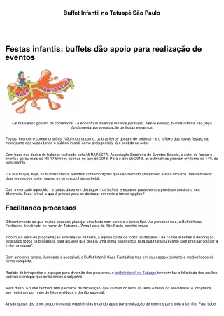 Buffet Infantil no Tatuapé São Paulo