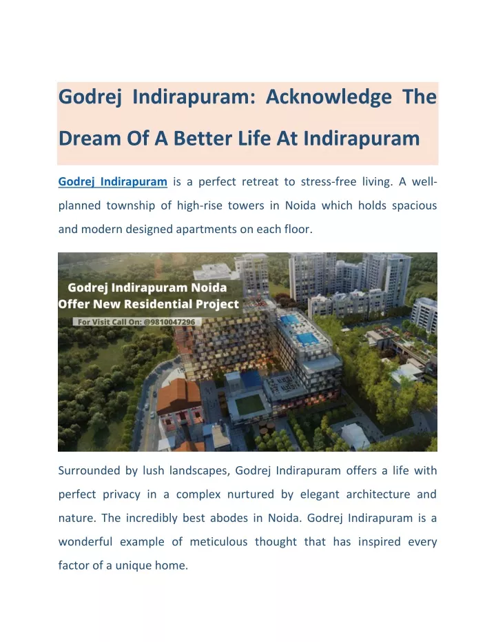 godrej indirapuram acknowledge the