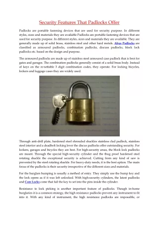 security features that padlocks offer