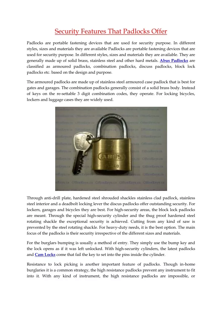 security features that padlocks offer