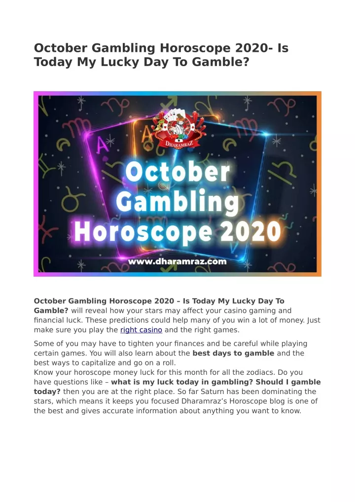 october gambling horoscope 2020 is today my lucky