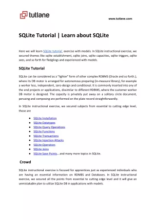 SQLite Tutorial - Learn about SQLite