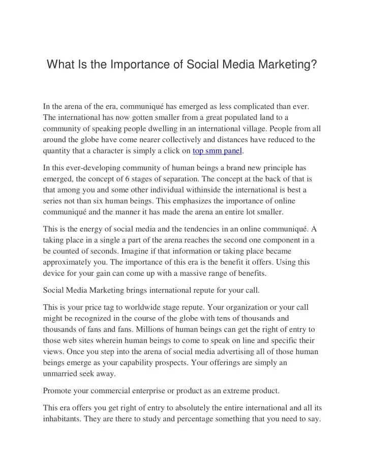 what is the importance of social media marketing
