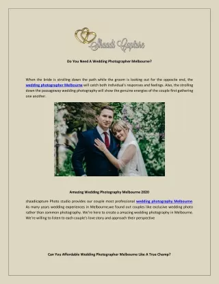 do you need a wedding photographer melbourne