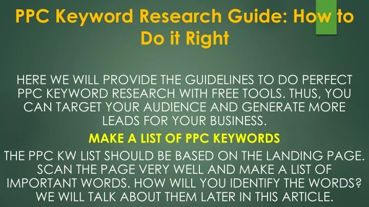 ppc keyword research guide how to do it right