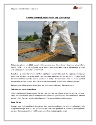 How to Control Asbestos in the Workplace