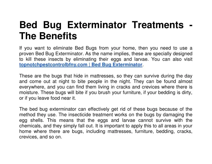 bed bug exterminator treatments the benefits